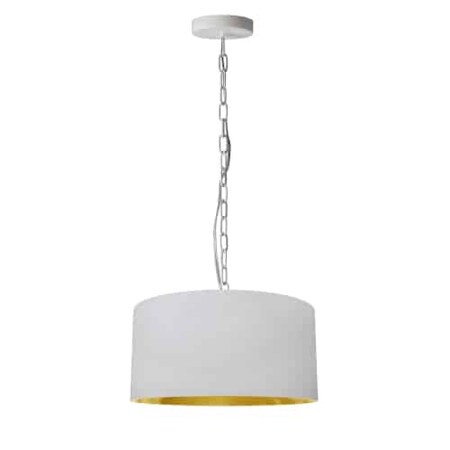 Dainolite 1Lt Braxton Small Pendant, Wht/Gld Shade, Wht BXN-S-WH-692